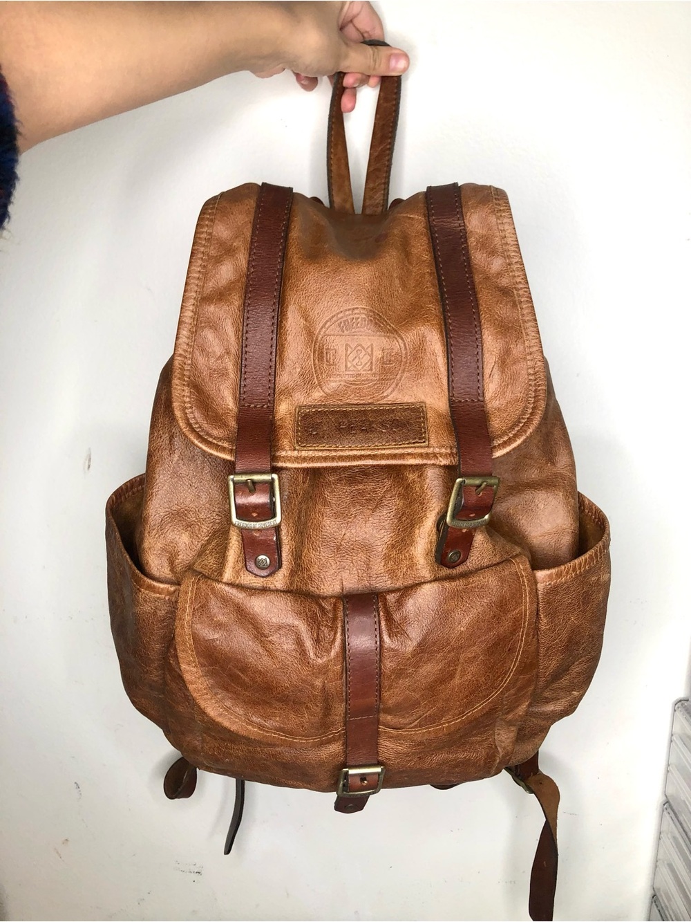 Leather Brown Backpack - Vintage Travel Bag